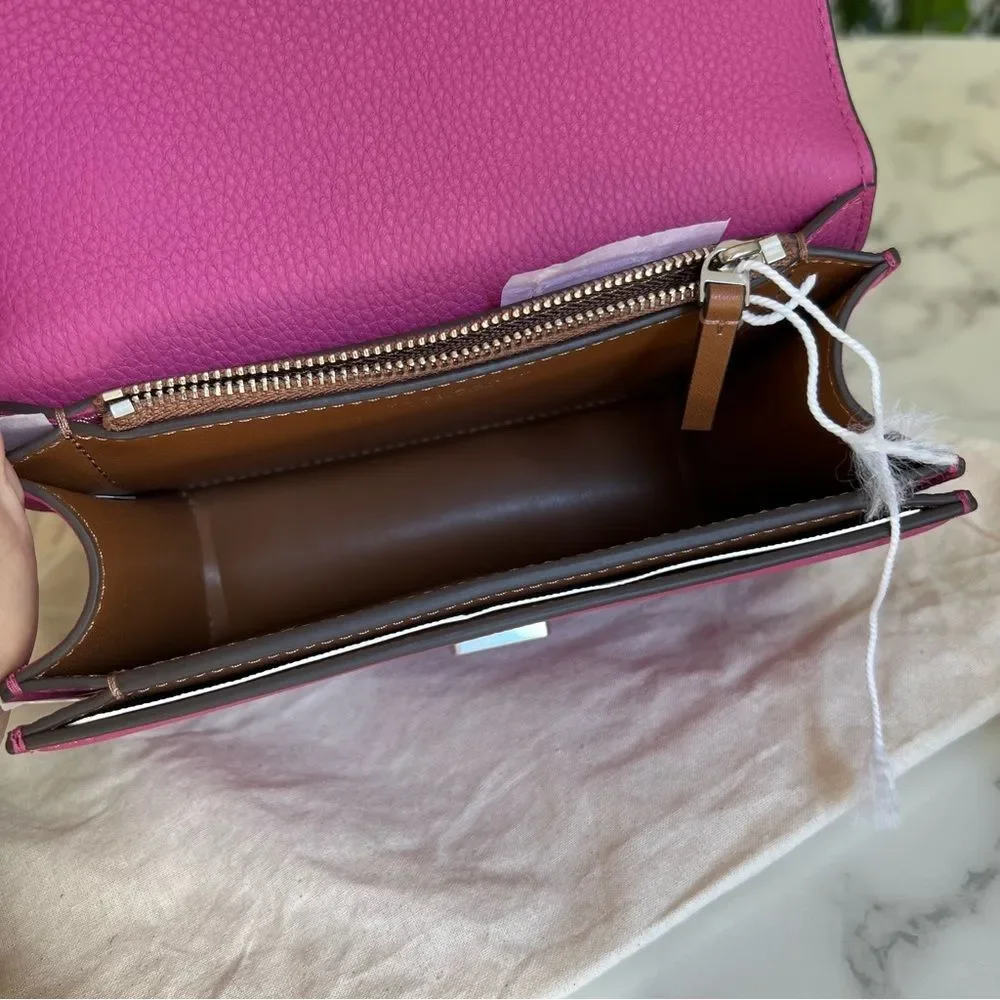 NWT TORY BURCH Small Eleanor Convertible Shoulder Bag In Plumberry Leather Suede